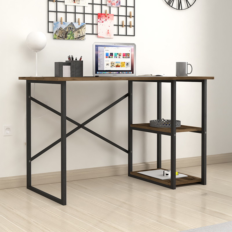 Odeon Megapap melamine reversible work desk in smoked walnut color 120x59.8x73.8cm.