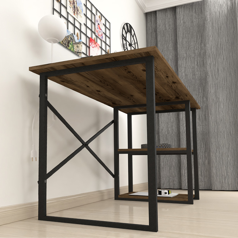 Odeon Megapap melamine reversible work desk in smoked walnut color 120x59.8x73.8cm.