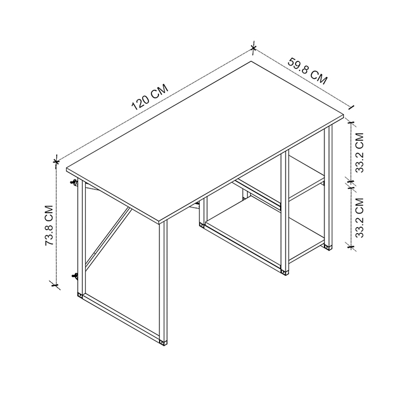 Odeon Megapap melamine reversible work desk in smoked walnut color 120x59.8x73.8cm.