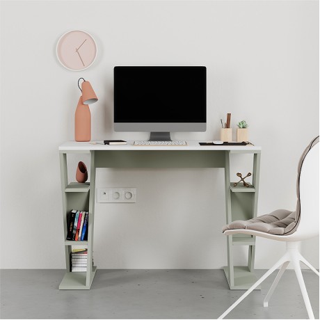 Γραφείο εργασίας Papillon Megapap χρώμα ash green - λευκό 106x50x75εκ
