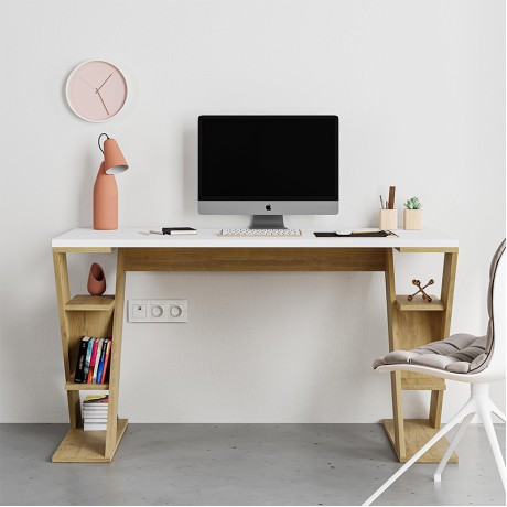 Γραφείο εργασίας Papillon Megapap χρώμα sapphire oak - λευκό 137x60x75εκ