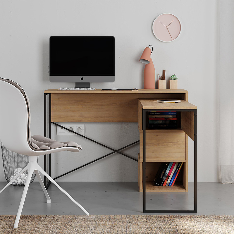 Polymorphic work desk Badau Megapap made of melamine color oak 110x37.2x77cm.