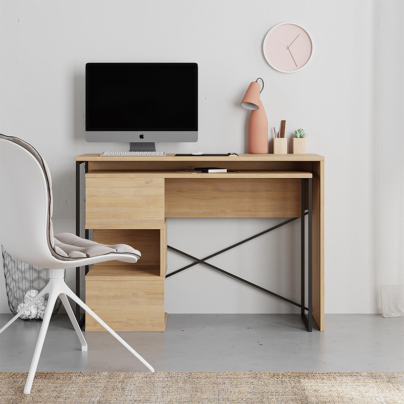 Polymorphic work desk Badau Megapap made of melamine color oak 110x37.2x77cm.