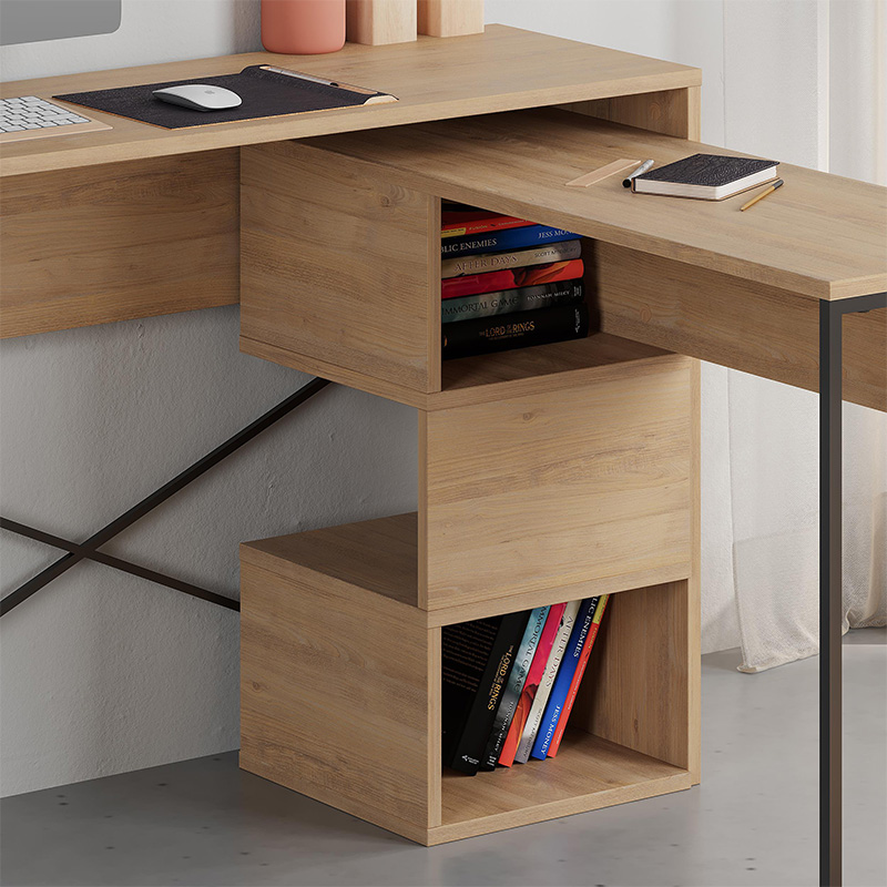 Polymorphic work desk Badau Megapap made of melamine color oak 110x37.2x77cm.