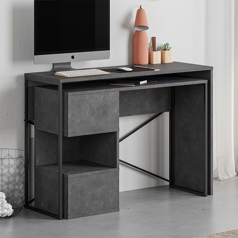 Polymorphic work desk Badau Megapap made of melamine color retro grey 110x37.2x77cm.