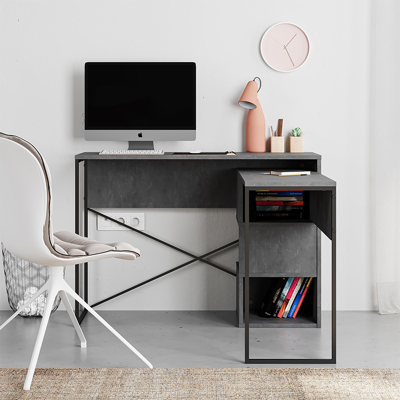 Polymorphic work desk Badau Megapap made of melamine color retro grey 110x37.2x77cm.