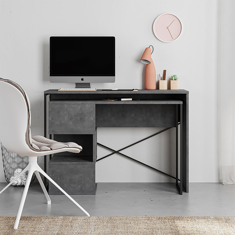 Polymorphic work desk Badau Megapap made of melamine color retro grey 110x37.2x77cm.