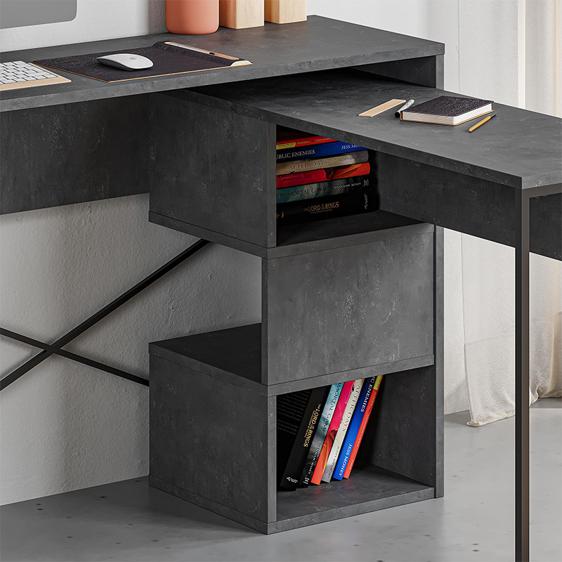 Polymorphic work desk Badau Megapap made of melamine color retro grey 110x37.2x77cm.