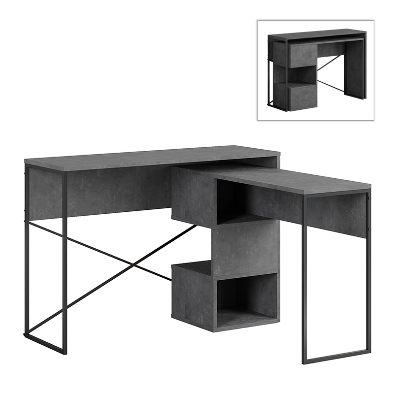 Polymorphic work desk Badau Megapap made of melamine color retro grey 110x37.2x77cm.
