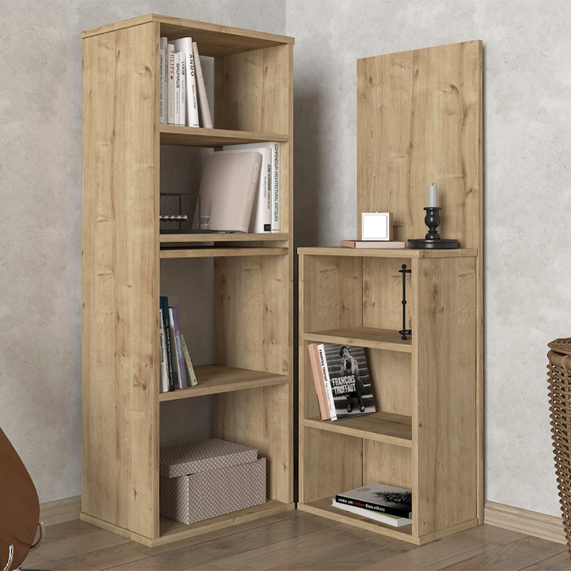 Last Megapap polymorphic work desk made of melamine in sapphire oak color 119x44.7x123cm.