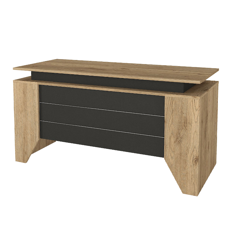 Remida Megapap melamine office desk in sepet oak - anthracite color 140x60x76.9cm.