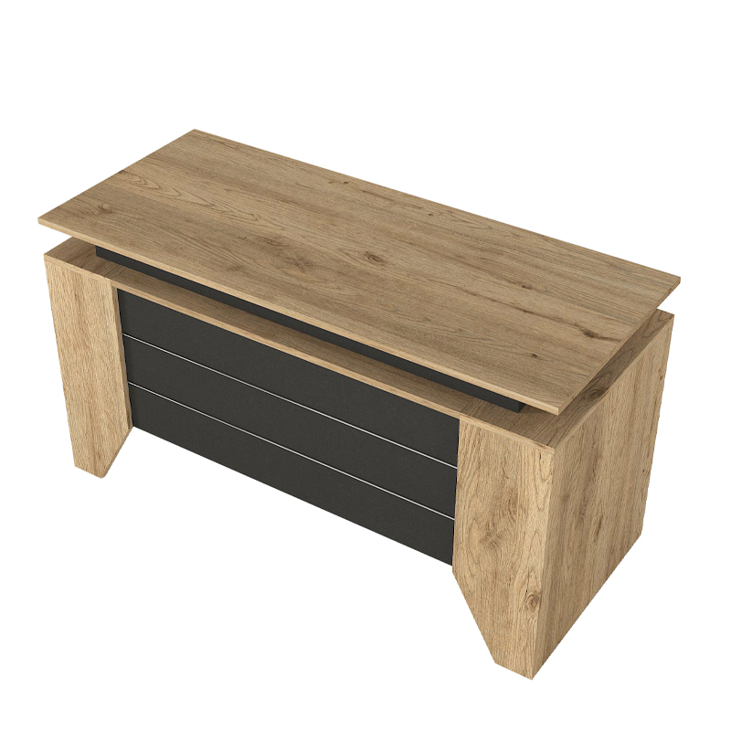 Remida Megapap melamine office desk in sepet oak - anthracite color 140x60x76.9cm.