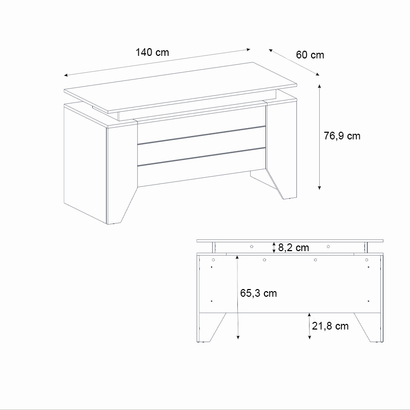 Remida Megapap melamine office desk in sepet oak - anthracite color 140x60x76.9cm.