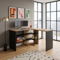 Γραφείο εργασίας Stylo Megapap χρώμα sapphire oak -  ανθρακί 120x120x73,8εκ.