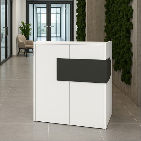 Aloha Megapap melamine welcome desk - reception with LED in white - anthracite color 95,5x40x110.3cm.