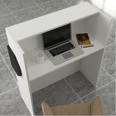 Aloha Megapap melamine welcome desk - reception with LED in white - anthracite color 95,5x40x110.3cm.
