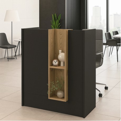 Bonveno Megapap melamine welcome desk - reception in  anthracite - sepet oak color 90x43.2x110cm.