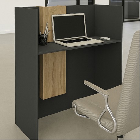 Bonveno Megapap melamine welcome desk - reception in  anthracite - sepet oak color 90x43.2x110cm.
