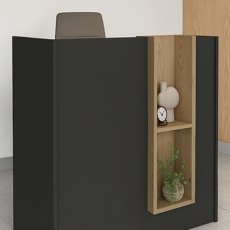 Bonveno Megapap melamine welcome desk - reception in  anthracite - sepet oak color 90x43.2x110cm.