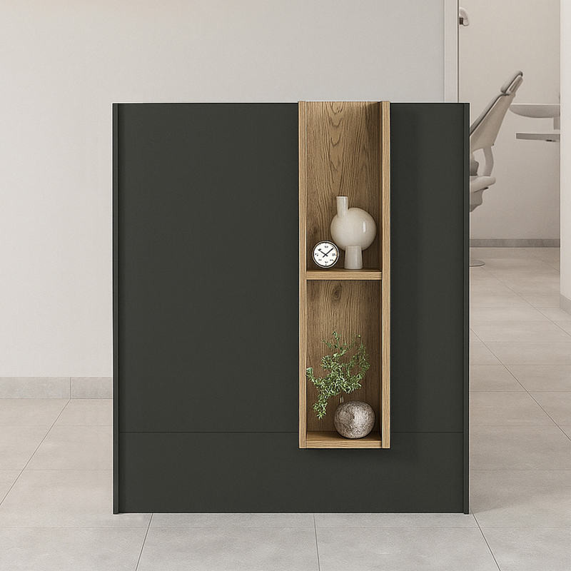 Bonveno Megapap melamine welcome desk - reception in  anthracite - sepet oak color 90x43.2x110cm.
