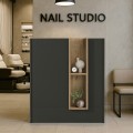 Bonveno Megapap melamine welcome desk - reception in  anthracite - sepet oak color 90x43.2x110cm.