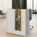 Bonveno Megapap melamine welcome desk - reception in  white - sepet oak color 90x43.2x110cm.