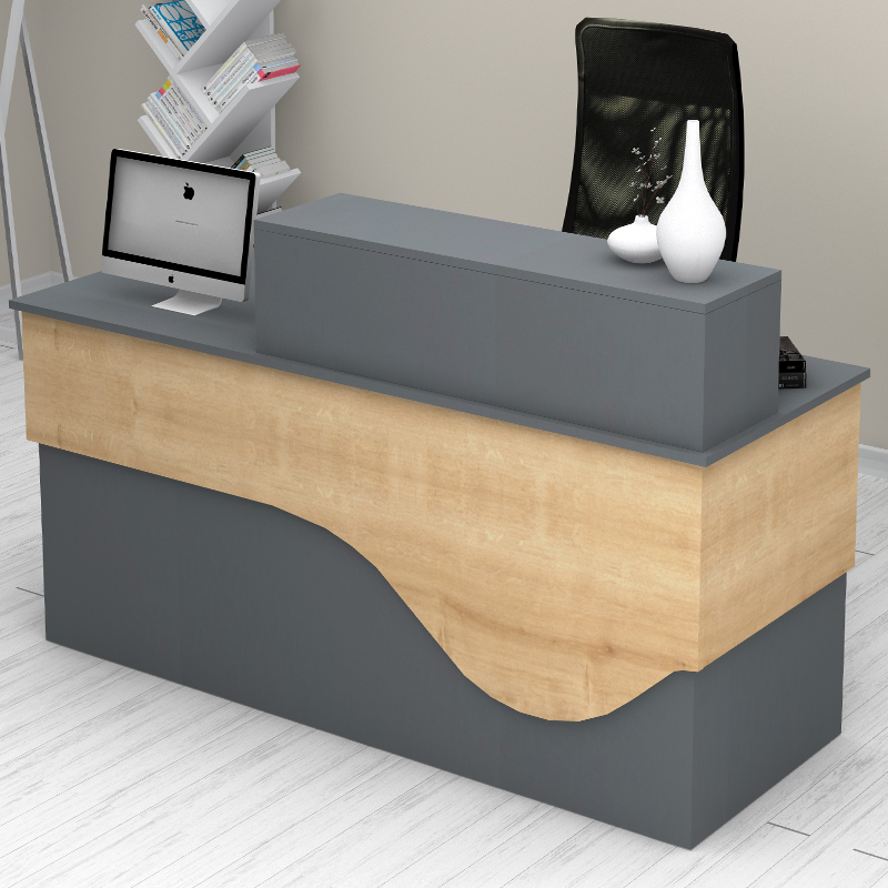 Dustin Megapap melamine reception desk in anthracite - oak color 160x60x101.8cm.