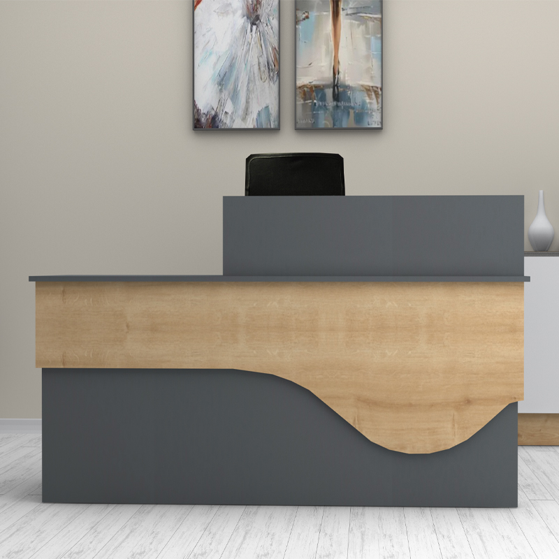 Dustin Megapap melamine reception desk in anthracite - oak color 160x60x101.8cm.