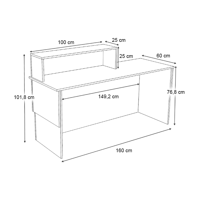 Dustin Megapap melamine reception desk in anthracite - oak color 160x60x101.8cm.