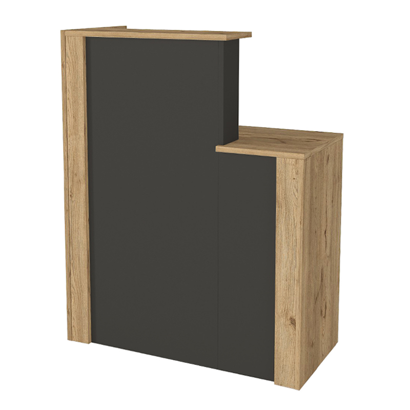 Enter Megapap melamine welcome desk - reception in sepet oak - anthracite color 86.9x40x110.3cm.