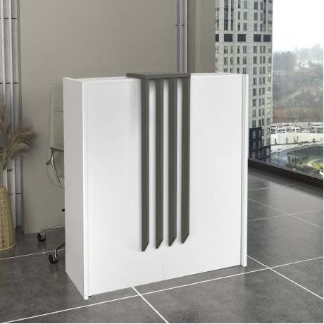 Hola Megapap melamine welcome desk - reception in white - anthracite color 93.6x45.2x110.3cm.