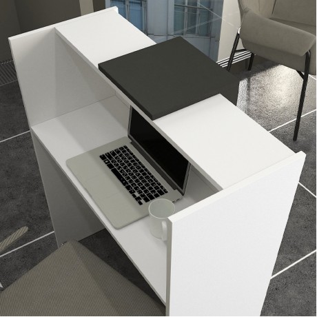Hola Megapap melamine welcome desk - reception in white - anthracite color 93.6x45.2x110.3cm.
