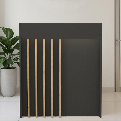 Karibu Megapap melamine welcome desk - reception with LED in anthracite - sepet oak color 90x40x100cm.