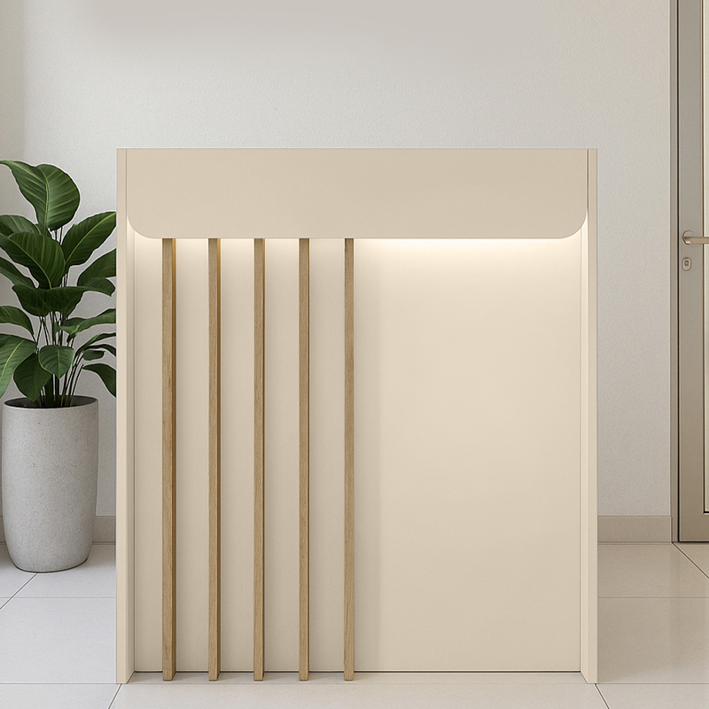 Γραφείο υποδοχής - reception Karibu Megapap με LED χρώμα sandstone - sepet oak 90x40x100εκ.