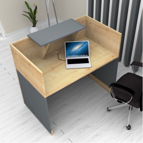 Lemmon Megapap melamine reception office in oak - anthracite color 120x70x110cm.