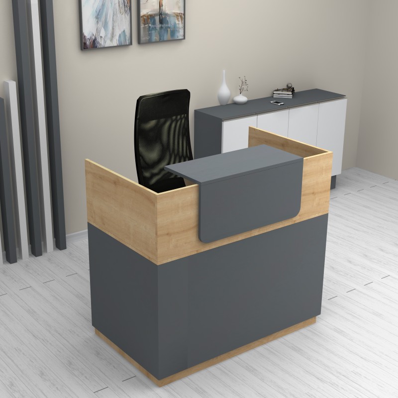 Lemmon Megapap melamine reception office in oak - anthracite color 120x70x110cm.