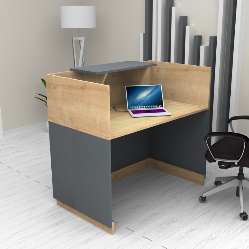 Lemmon Megapap melamine reception office in oak - anthracite color 120x70x110cm.