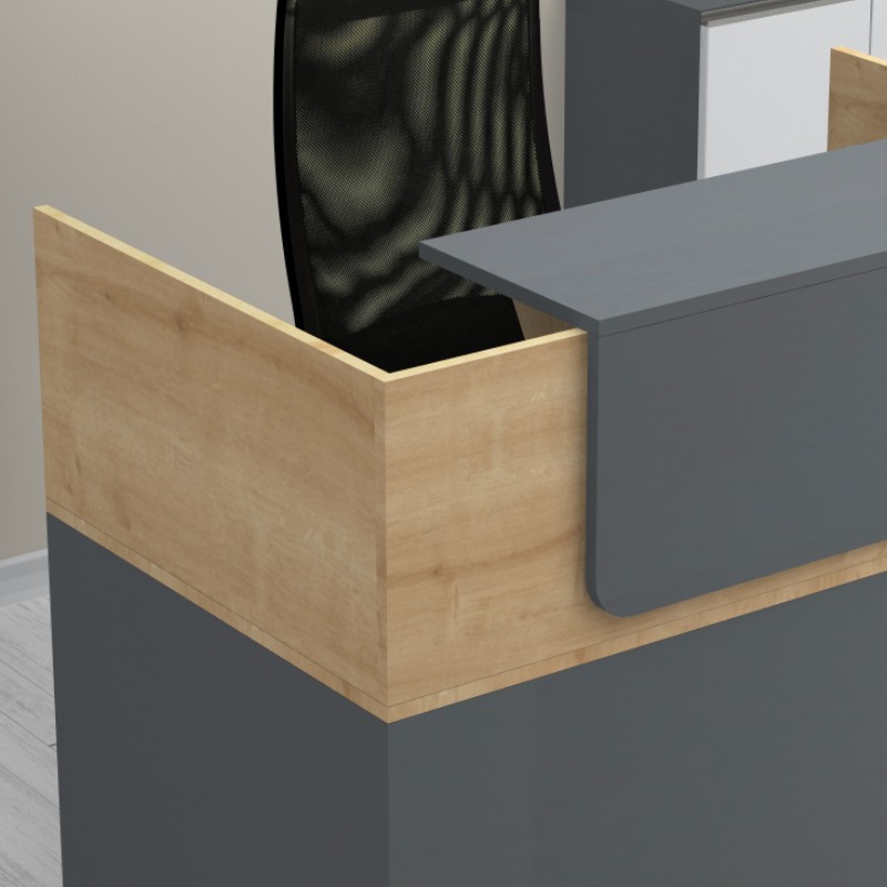 Lemmon Megapap melamine reception office in oak - anthracite color 120x70x110cm.