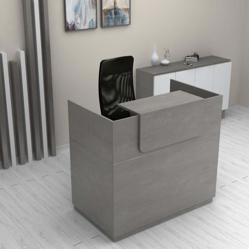 Lemmon Megapap melamine reception office in concrete grey color 120x70x110cm.
