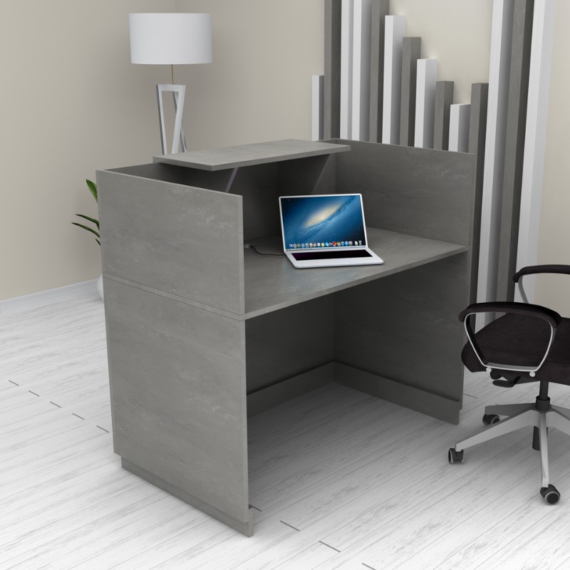 Lemmon Megapap melamine reception office in concrete grey color 120x70x110cm.