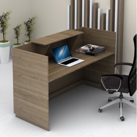 Lemmon Megapap melamine reception office in walnut color 160x70x110cm.