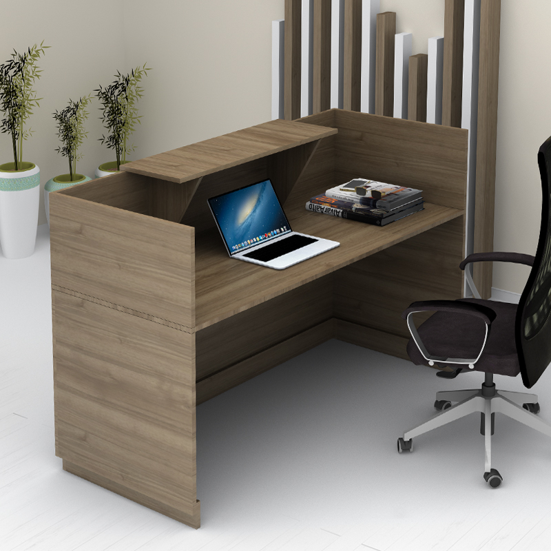 Lemmon Megapap melamine reception office in walnut color 160x70x110cm.