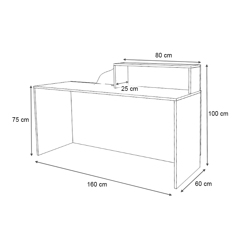 Lione Megapap melamine reception desk in oak - anthracite color 160x60x100cm.