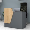Merlin Megapap melamine reception desk in anthracite - oak color 110x50x101.8cm.