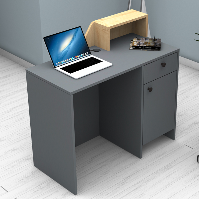 Merlin Megapap melamine reception desk in anthracite - oak color 110x50x101.8cm.
