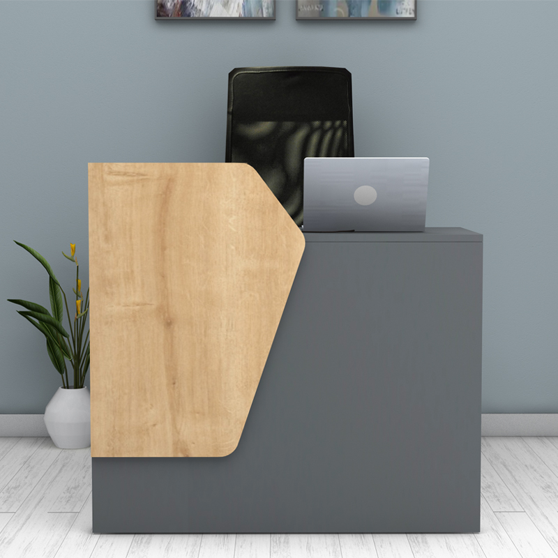 Merlin Megapap melamine reception desk in anthracite - oak color 110x50x101.8cm.