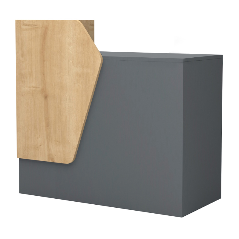 Merlin Megapap melamine reception desk in anthracite - oak color 110x50x101.8cm.