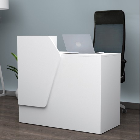 Merlin Megapap melamine reception desk in white color 110x50x101.8cm.