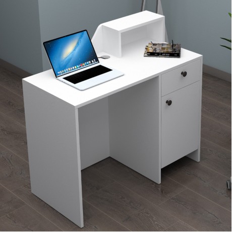 Merlin Megapap melamine reception desk in white color 110x50x101.8cm.