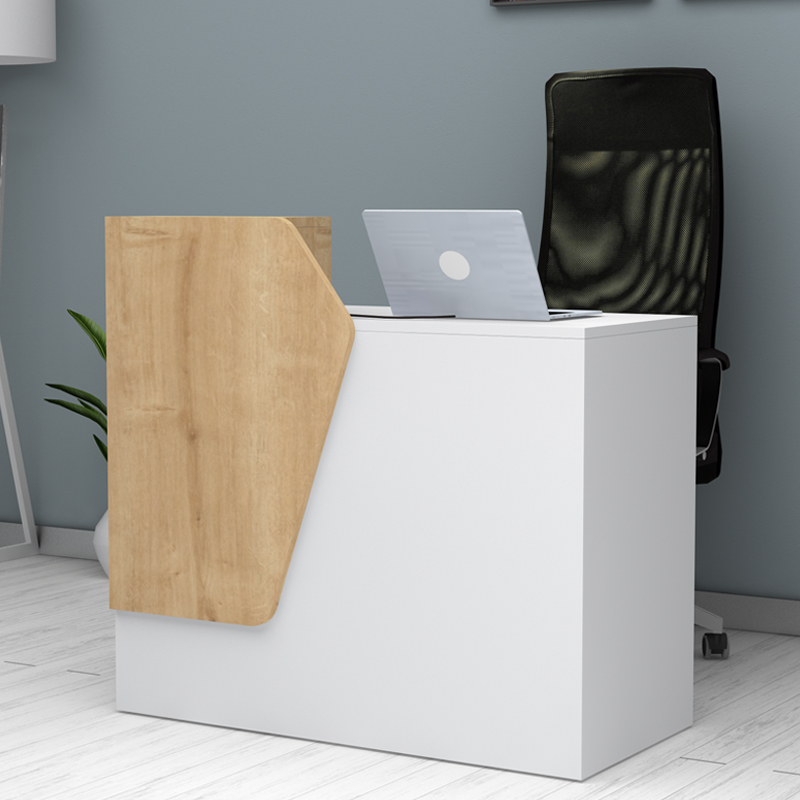 Merlin Megapap melamine reception desk in white - oak color 110x50x101.8cm.